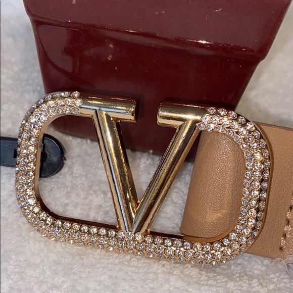 Accessories - Light Brown (Taupe) Bling V Belt